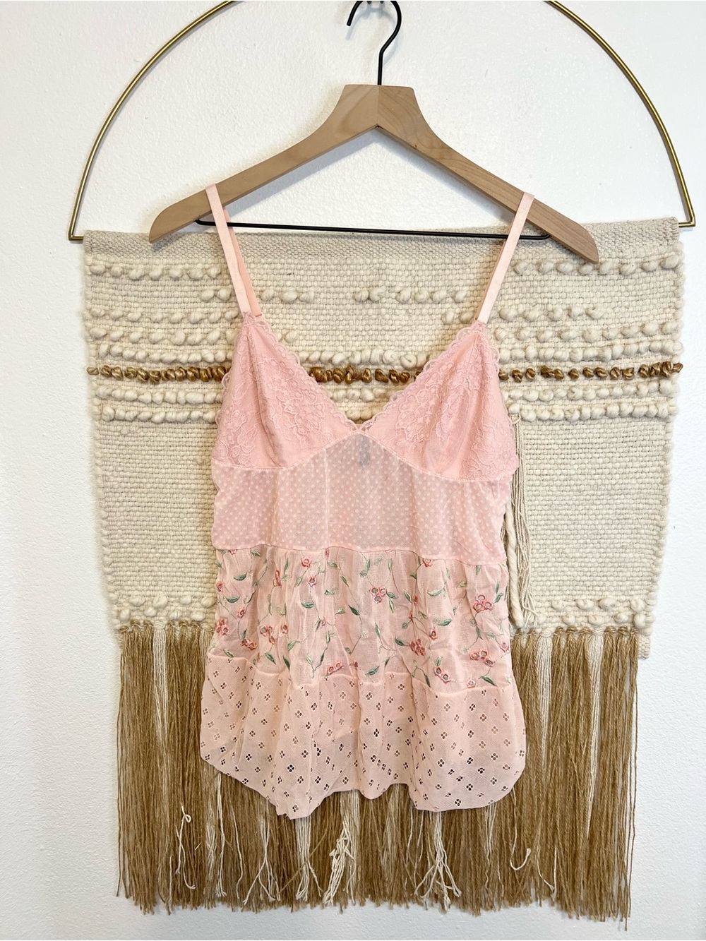 Vintage Rampage Sheer Lingerie Top M Lace Embroidered Y2K Coquette